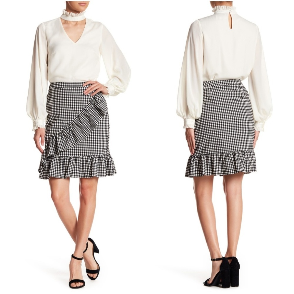 NANETTE Nanette Lepore Gingham Frill Ruffle Skirt